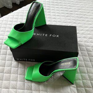 Womens Green Heels Size 8 White Fox Sweet Talker Mules Neon Green